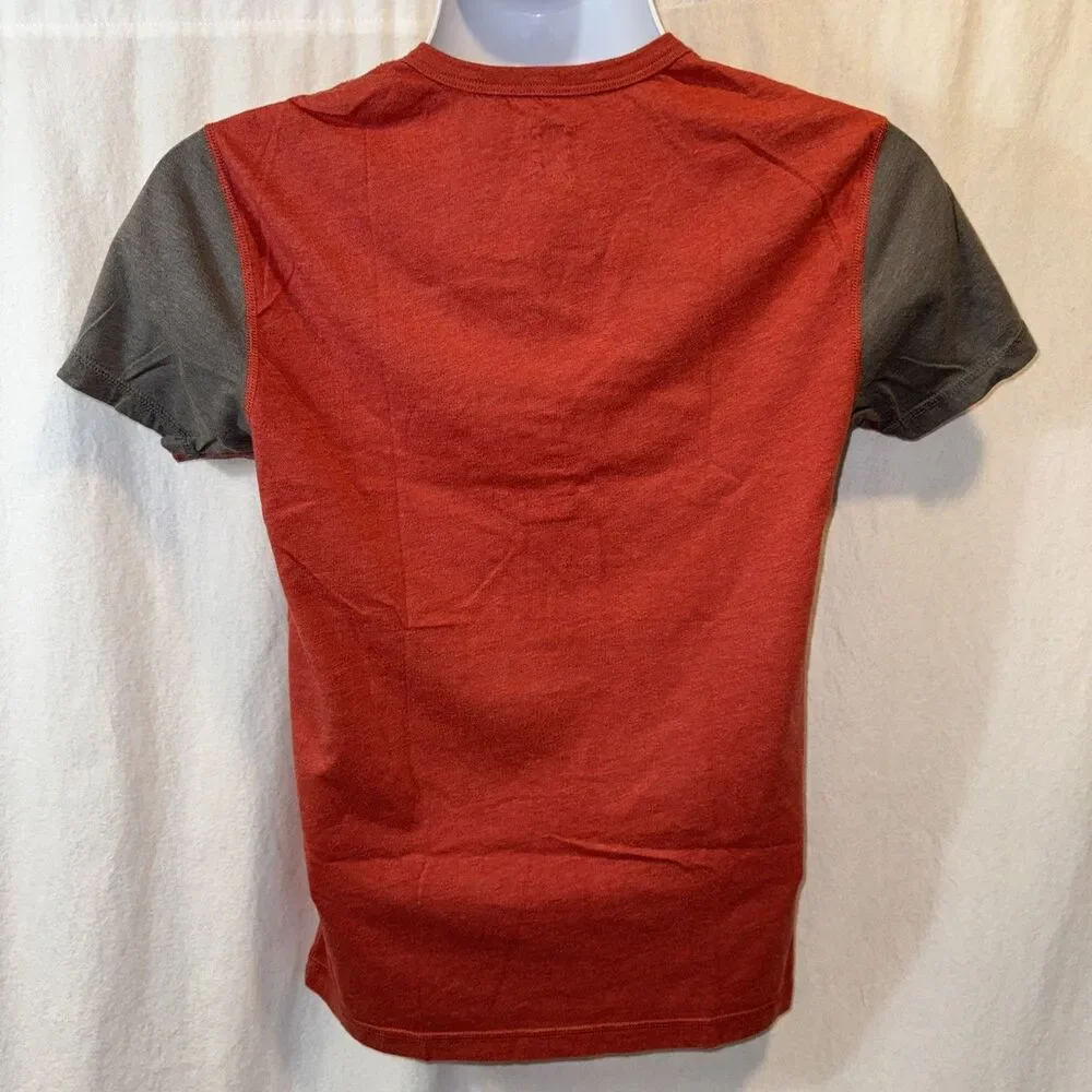 J. Crew Men’s Orange Colorblock Short Sleeve Henley T-shirt Sz Small